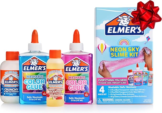 Elmer’s Neon Sky Slime Kit, Includes Transparent Color Liquid Glue, Crunchy and by Elmers
