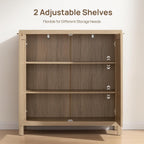 SICOTAS Sideboard Buffet Cabinet with Large Storage : Rattan Boho Credenza | Farmhouse Coffee Bar Storage Cabinet with Adjustable Shelves, Rattan Doors, Buffet Table for Kitchen Living Room Hallway