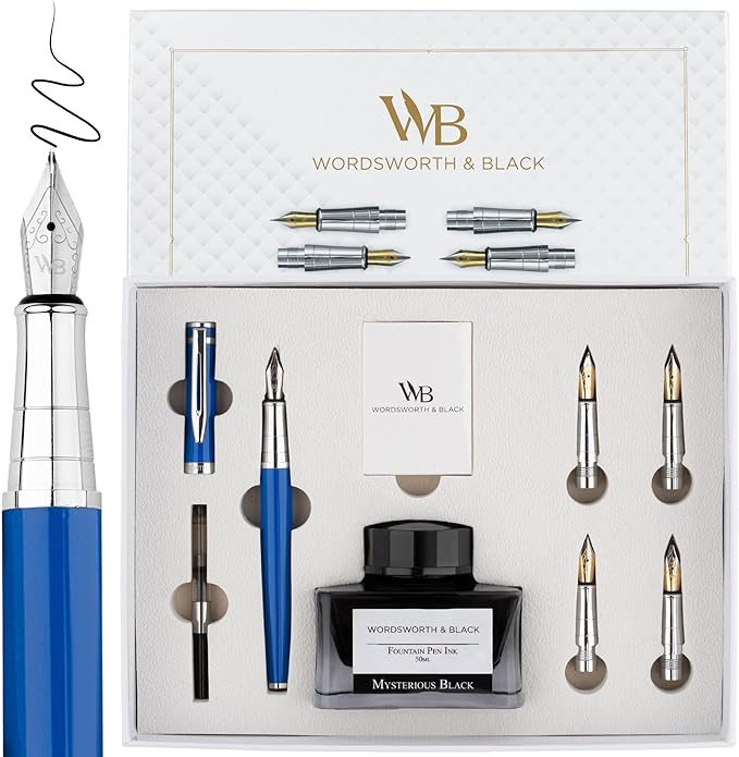 Wordsworth & Black Fountain Pen Gift Set, Includes Bottle, 6 Cartridges by WordsworthBlack