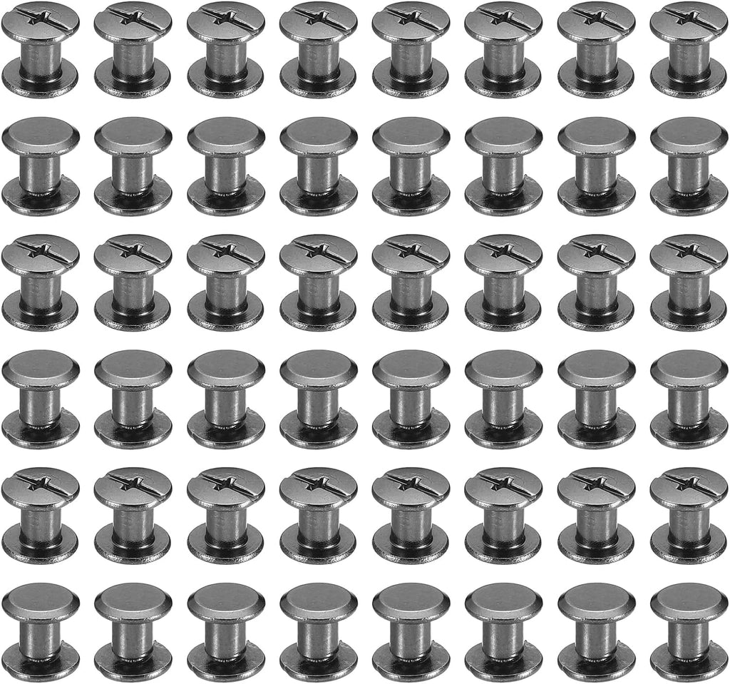 PATIKIL 50 Sets Chicago Screws, M5x6mm Chicago Screws Phillips Binding Post Screw Bolts Leather Rivets Fasteners Connectors Steel for Leather Belt Scrapbook Photo Albums, Black