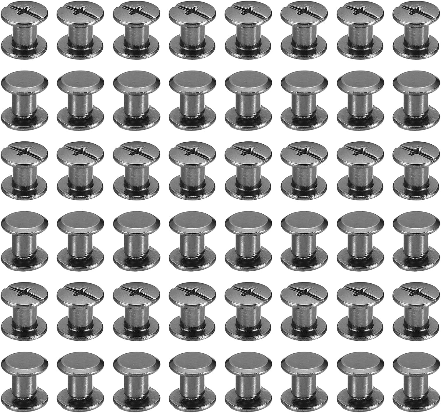 PATIKIL 50 Sets Chicago Screws, M5x6mm Chicago Screws Phillips Binding Post Screw Bolts Leather Rivets Fasteners Connectors Steel for Leather Belt Scrapbook Photo Albums, Black