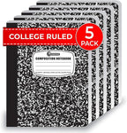 Rosmonde College Ruled Composition Notebooks 5 Pack, 200 Pages, 9-3/4" x 7-1/2" by Rosmonde