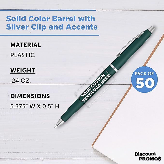 DISCOUNT PROMOS Custom Langham Ballpoint Pens Set of 50, Personalized Bulk Pack - Image 4