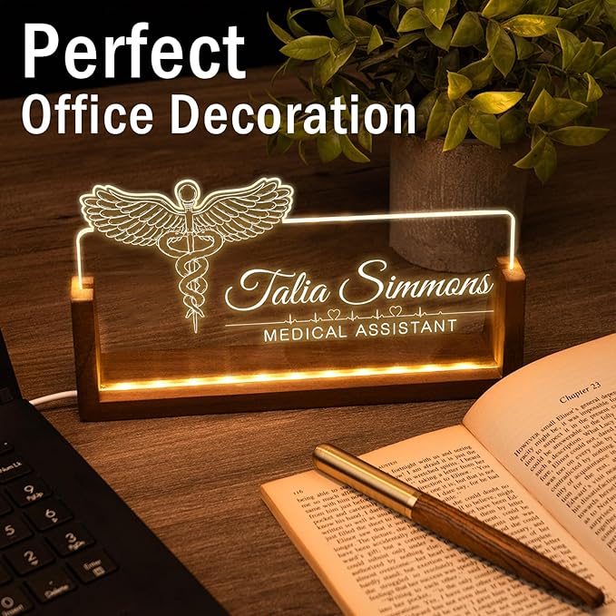 Desk Name Plate Personalized, Custom Office Light Up Name Plate - Image 3
