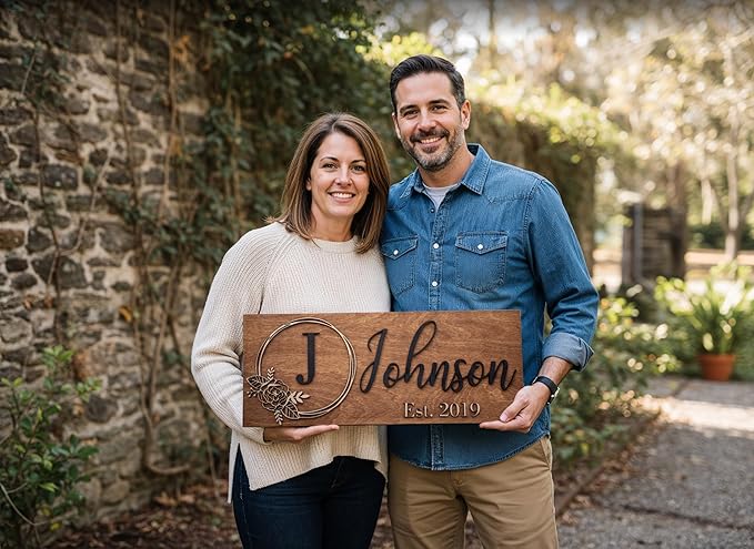 Custom Family Name Sign | Personalized Wooden Wedding Gift | Rustic Last Name - Image 3