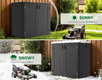 outdoor storage cabinet waterproof 31 cu.ft with lockable showing dimensions
