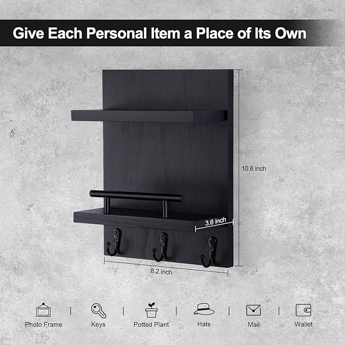 Lucundm Key Holder Wall Mount, Mail Shelf Decor - Image 2