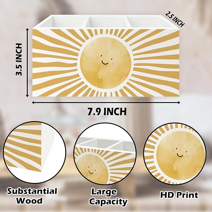 QZQE Boho Yellow Sunshine Pen Pencil Holder Organizer - Image 7
