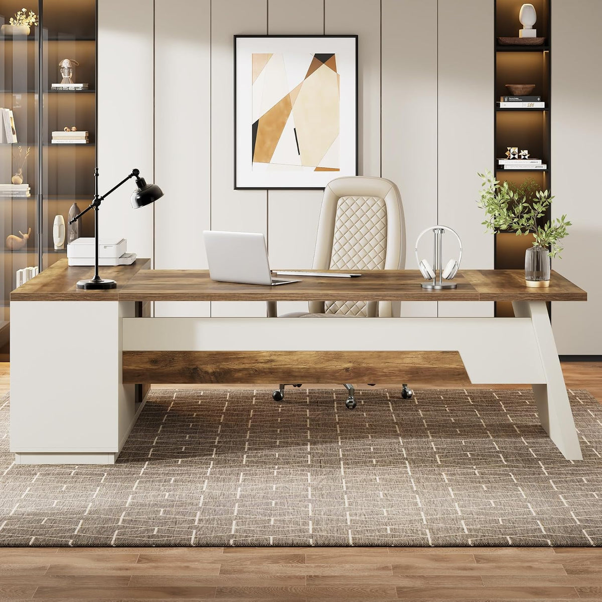 Tribesigns 78" L-Shaped Executive Desk, Large Modern Office Desk with Dr...
