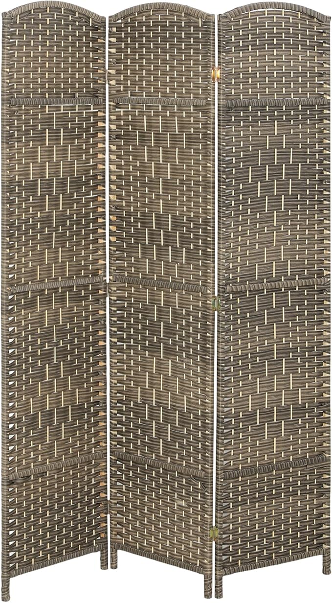 HOMCOM 3 Panel Room Divider, Hand-Woven Freestanding Wall Partition by HOMCOM