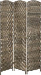 HOMCOM 3 Panel Room Divider, Hand-Woven Freestanding Wall Partition by HOMCOM