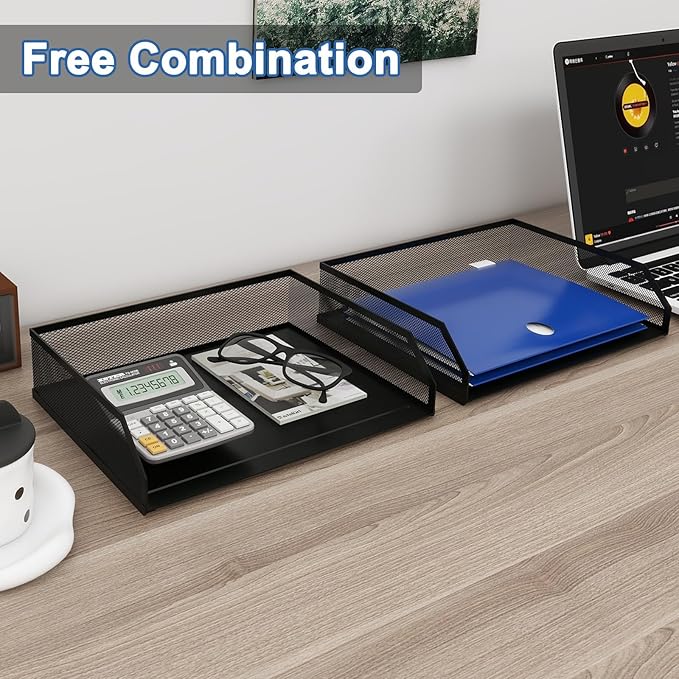 Natwind 2-Tier Stackable Paper Tray, Metal Mesh Desktop Organizer, A4 Paper - Image 6
