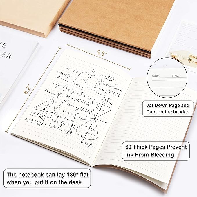 feela 15 Pack A5 Kraft Notebooks, 60 Lined Blank Pages Travel Journal Bulk - Image 2
