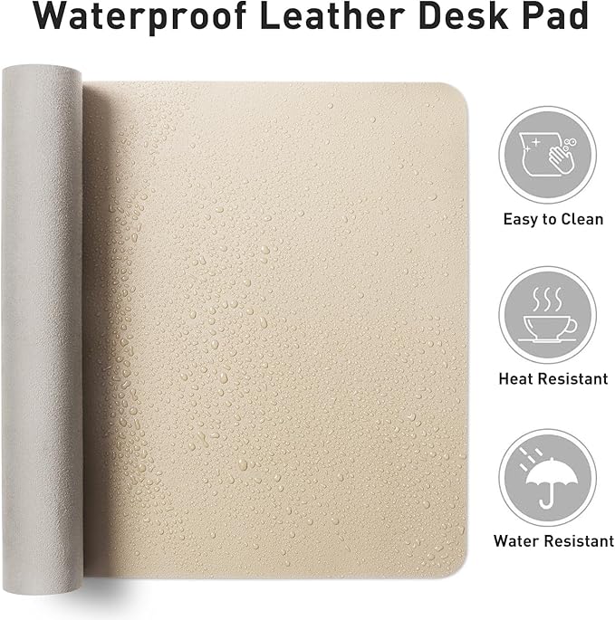 Aothia Leather Desk Pad Protector, Mouse Pad, Office Desk Mat, Non-Slip PU - Image 6