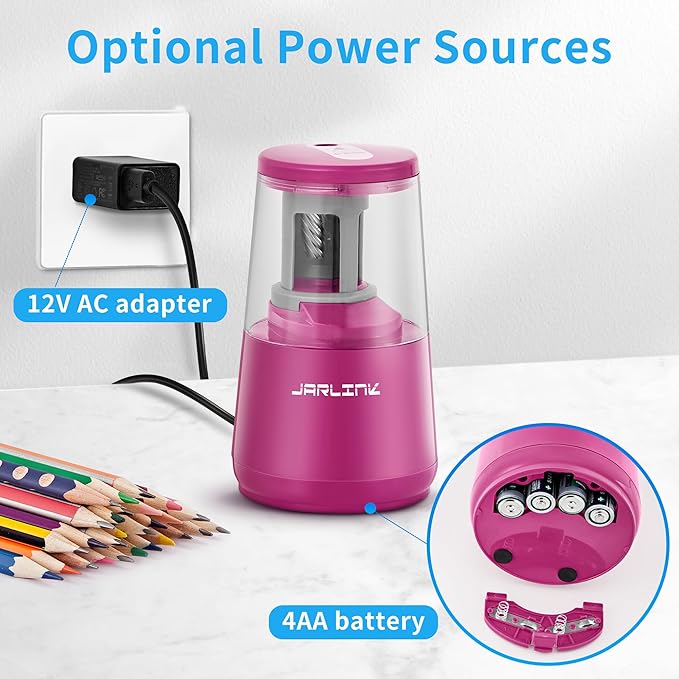 JARLINK Electric Pencil Sharpener, Heavy-Duty Helical Blade to Fast Sharpen - Image 5
