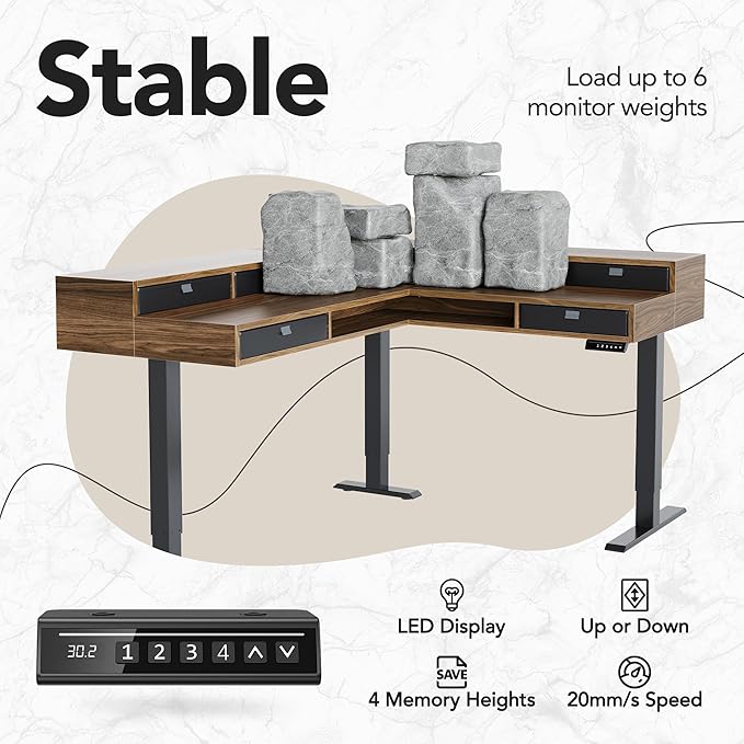 HUANUO 65.5" × 57.6" Electric L Shaped Standing Desk - Image 8