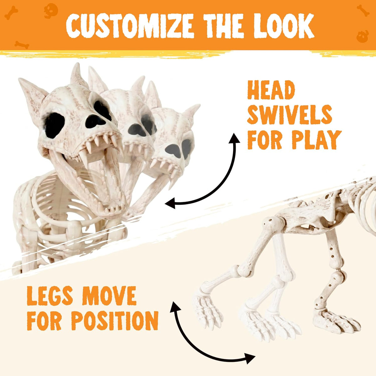 JOYIN 34” Wolf Skeleton Halloween Decoration, Plastic Animal Skeleton with Mo...