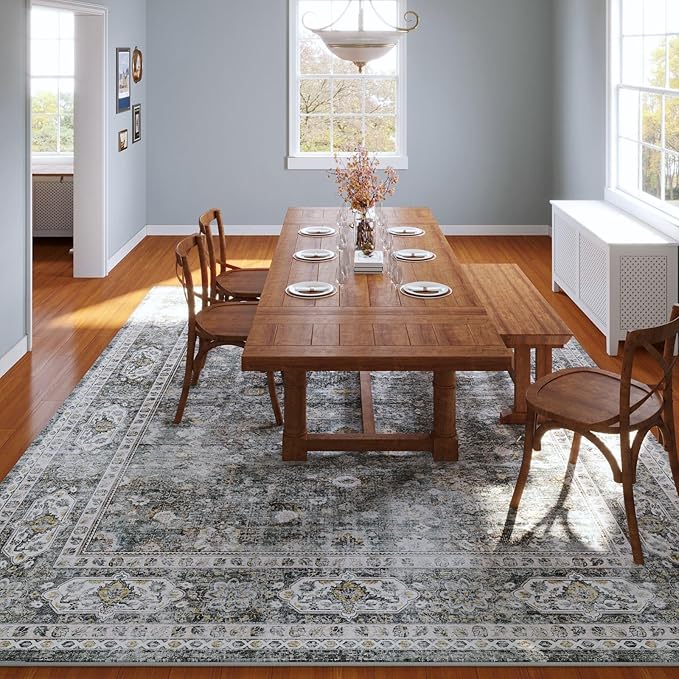 Rugcomf Area Rug 5x7 Washable Rug Boho Soft Non-Slip Non-Shedding Faux Wool - Image 2