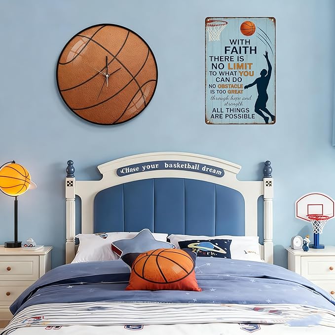 Vintage Christian Basketball Metal Sign – Faith Motivational Wall Art - Image 5