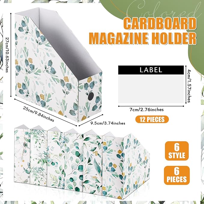 PerKoop 6 Pcs Magazine File Holder Foldable Decorative Cardboard File Folders 6 - Image 2
