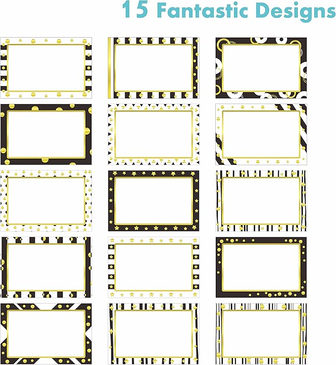 405 PCS Gold Metallic Name Tag, Blank Name Labels in 15 Designs - Image 3
