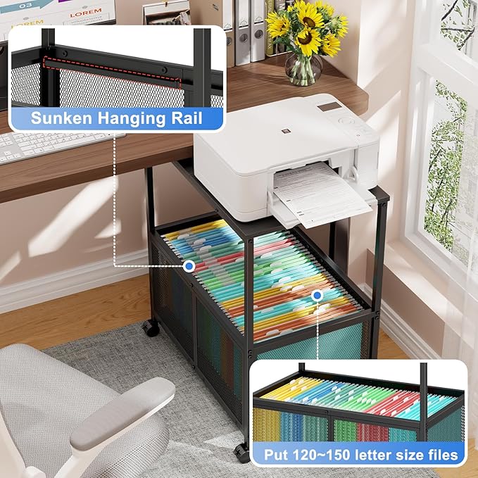 Sbanmao Rolling File Cart, Mobile Hanging File Cabinet - Image 5