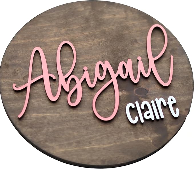 Custom Round Nusery Name Sign, Personalized 3D Baby Name Announcement Sign - Image 3