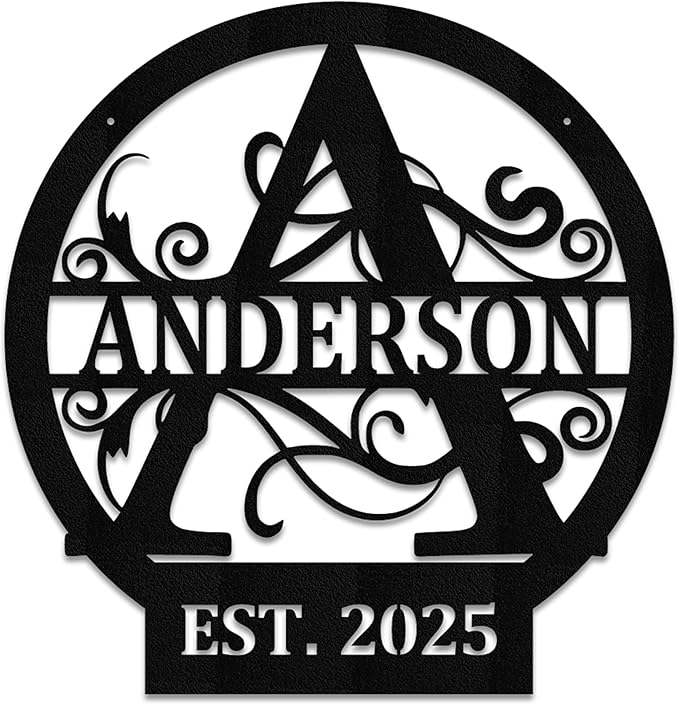 Personalized Metal Monogram Sign EST. Wedding Gift. Family Name Sign. Outdoor by Zmetalz