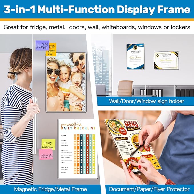 Magnetic Sign Holder 11 x 17 Adhesive Frame 5 Pack, Rigid Plastic Document - Image 2