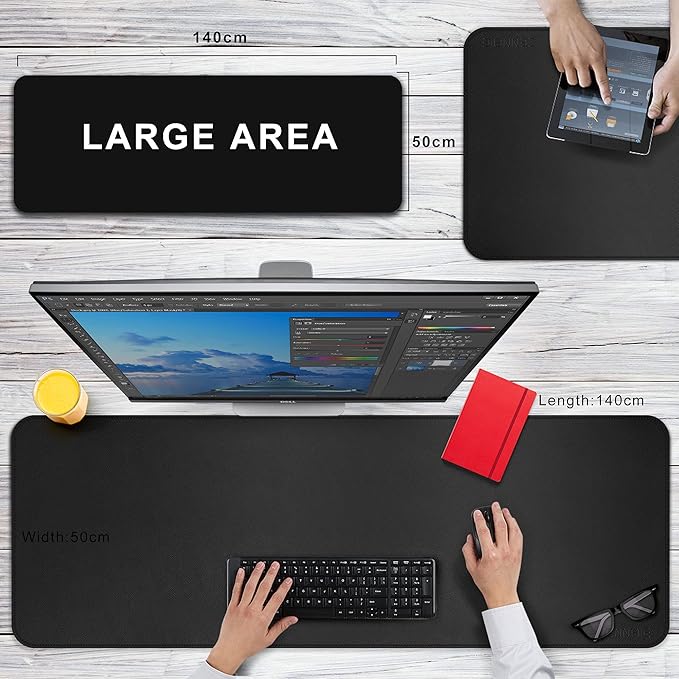CENNBIE Leather Desk Mat, Extended Non-Slip Mouse Pad, Waterproof PU Leather - Image 2