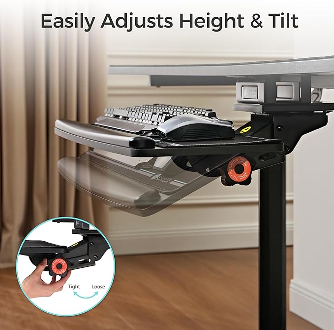 EUREKA ERGONOMIC Keyboard Tray Height Adjustable, Swivel Tilt Computer Keyboard - Image 5