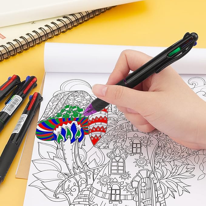 Bribobo 4 Pack Multicolor Ballpoint Pens 4-in-1 0.7mm Colored Retractable - Image 7