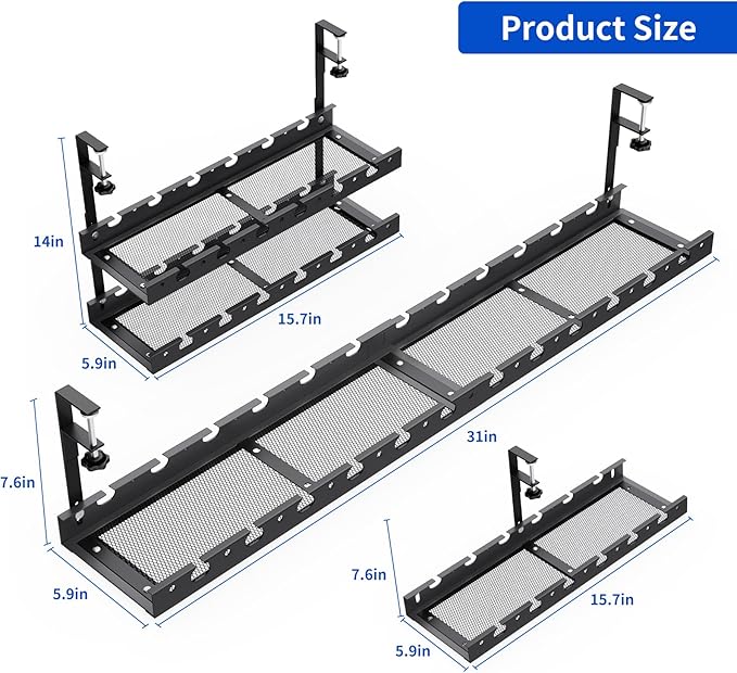 SRJZMLY 31Inch Extendable Under Desk Cable Management Tray Multi-Model Metal - Image 7