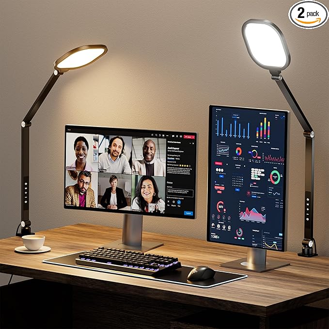 LitONES 2 Packs Led Desk Lamps for Home Office, 1200LM Dimmable Clamp-on by LitONES