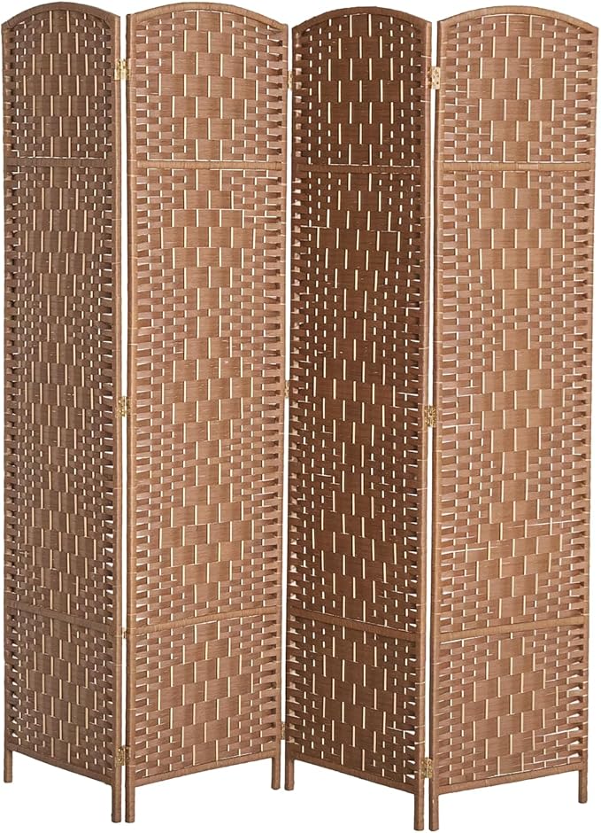 HOMCOM Room Divider, 4 Panel Folding Privacy Screen, 6FT Tall Portable Wicker by HOMCOM