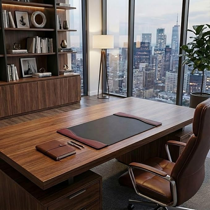 Dacasso Burgundy Leather 25.5" x 17.25" Side Rails Desk Pad - Image 7