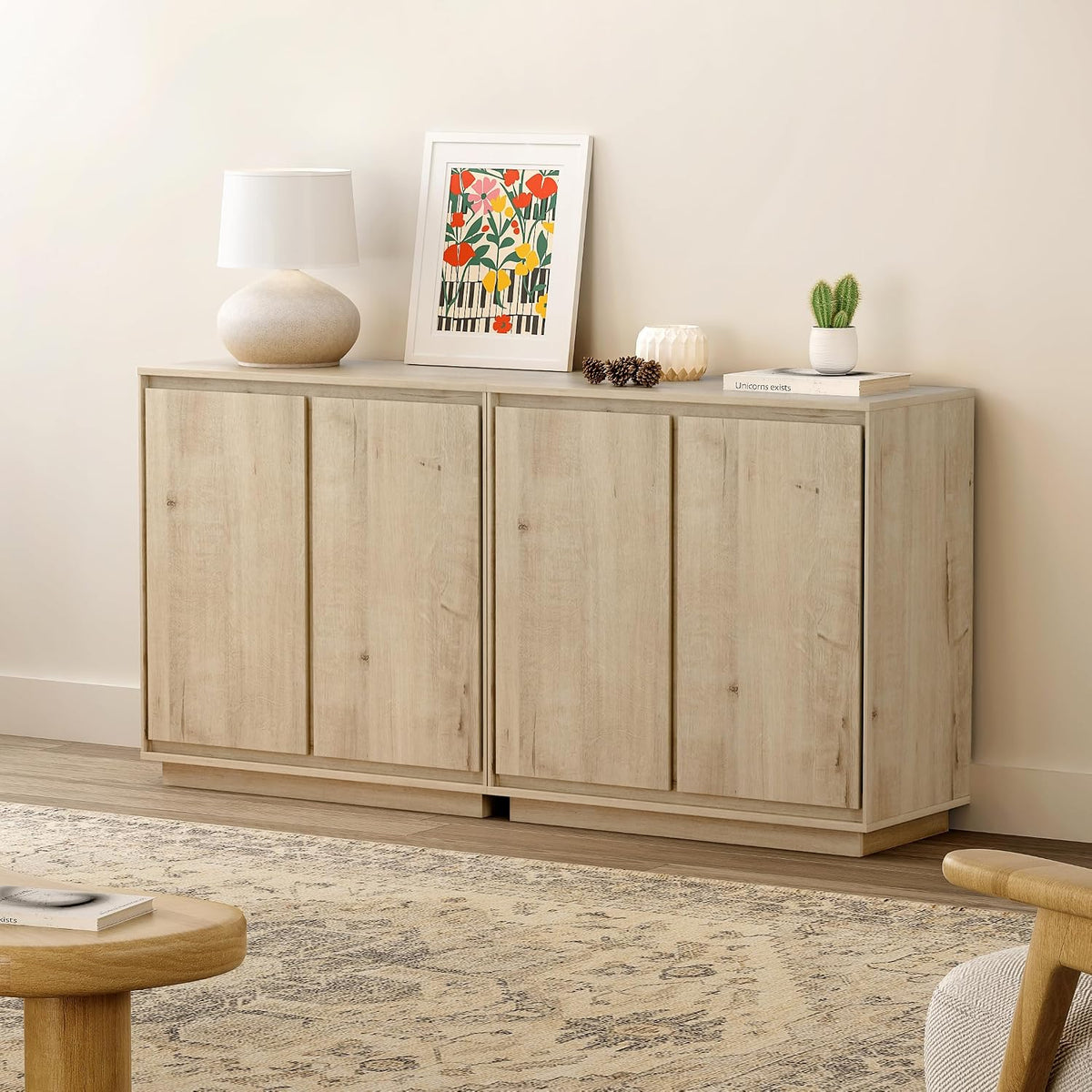 EYYTHUNG Buffet Storage Cabinets Set of 3, Sideboard Accent Cabinet with Adju...