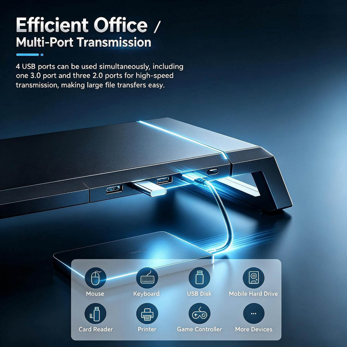 Computer Monitor Stand Riser with Storage Drawer, USB Hub, RGB