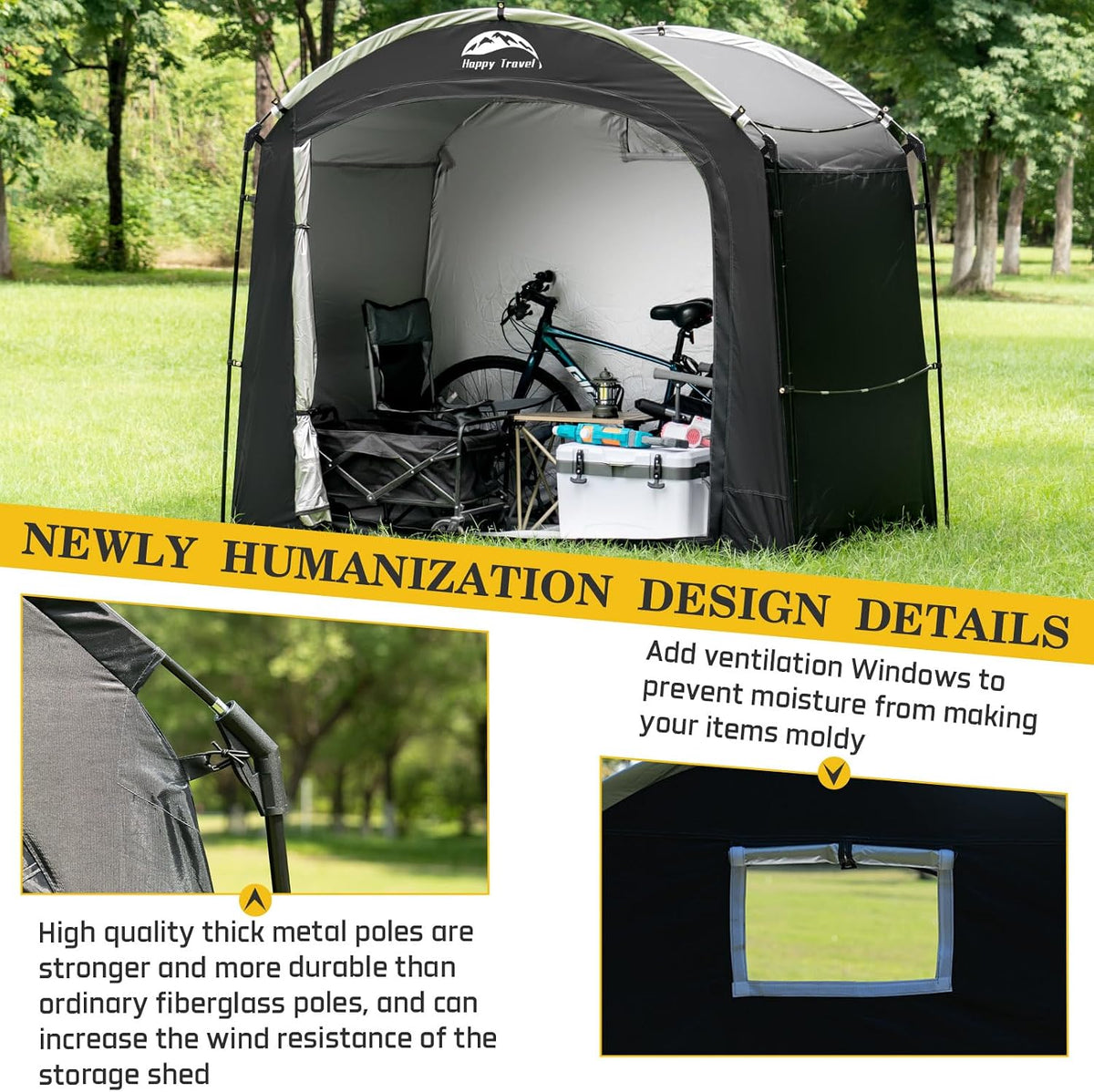 happy travel bike storage shed tent, waterproof portable, package contents