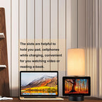 dreamholder table lamp with 3 usb charging ports, front angle view