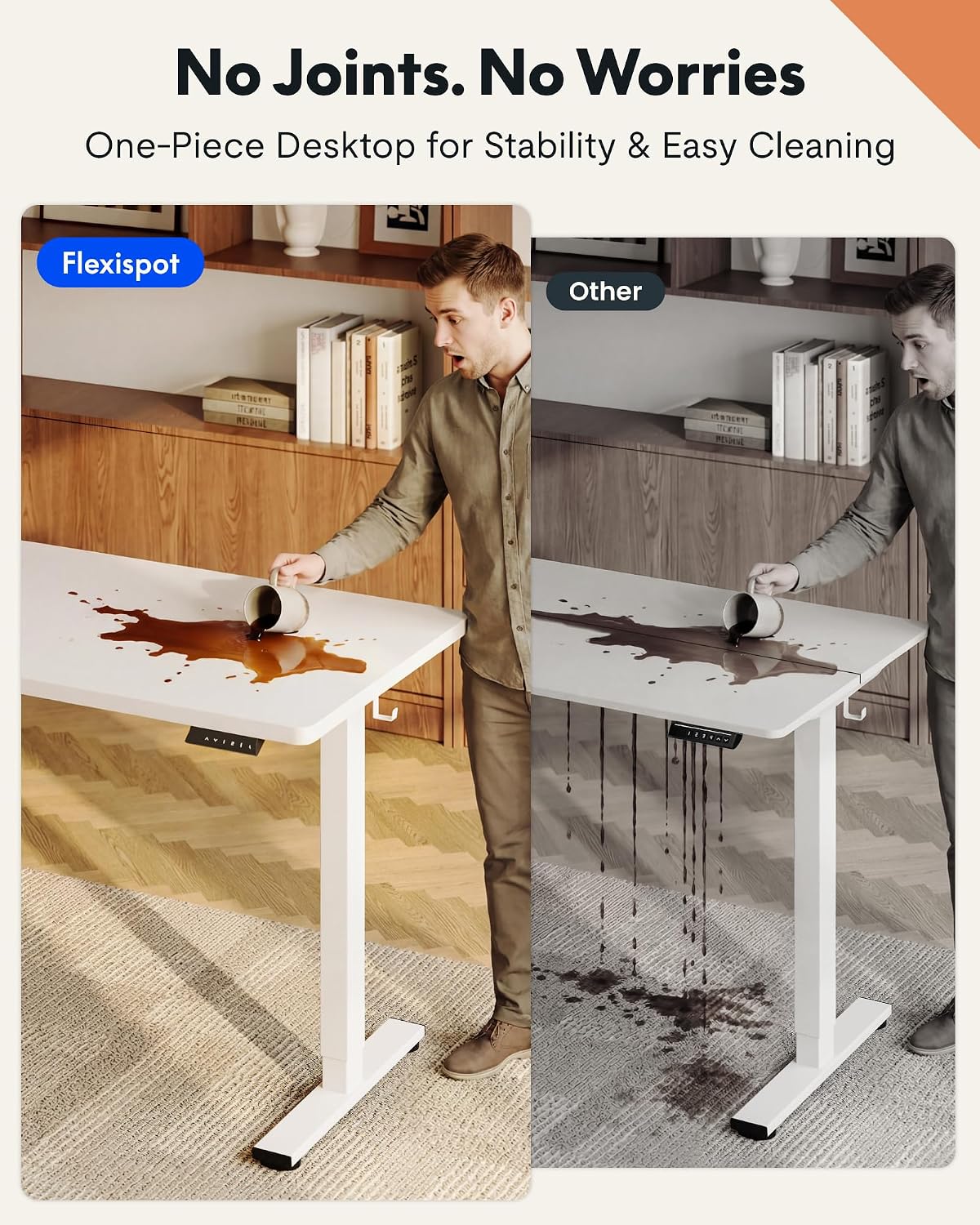 FLEXISPOT EN1 One-Piece Standing Desk, Electric Adjustable with 4 Memory Pres...