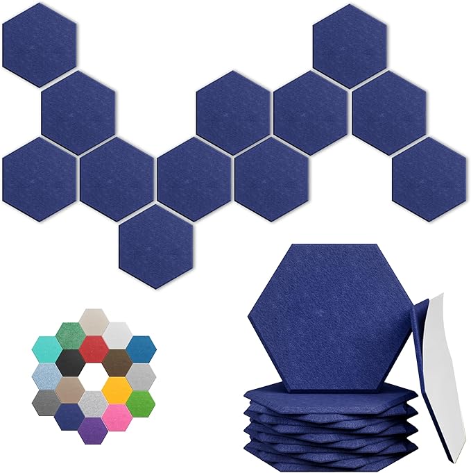 Hexagonal Acoustic Panels-12 Pack High-Density Sound Absorbing Panels by UNECHOACOUSTIC