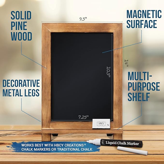 HBCY Creations Rustic Torched Wood Tabletop Chalkboard - Image 2