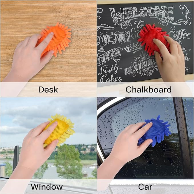 SITHON 4 Pieces Magnetic Microfiber Shag Whiteboard Eraser, Washable Microfiber - Image 5