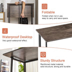 VECELO Folding Desk 31.5 Inch Writing Desk Home Office Sturdy Steel Laptop Table for Home Office Work Classic Brown