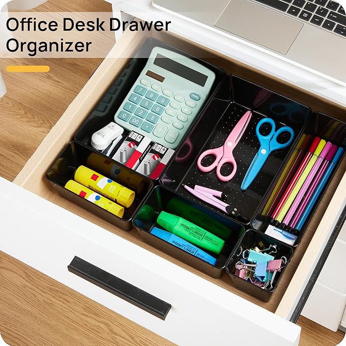 Vtopmart 25 PCS Office Desk Drawer Organizers Set, 4-Size Versatile Plastic - Image 4