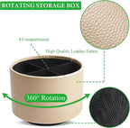 Hennaja Round Leather Art Supply Organizer, Remote Control Holder, 360 Degree - Image 3