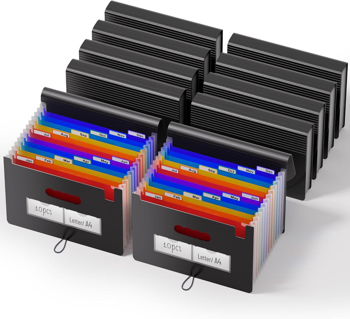 thinktex 10-pack accordion file folders - 12 pockets, main product view