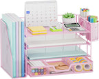 Marbrasse Desk Organizer and Accessories，4-Tier Paper Letter Tray Organizer by Marbrasse