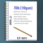 U.S. Art Supply 8.5" x 11" Premium Hardbound Sketch Book, 2 Pack, 80 Sheets Each - Image 3